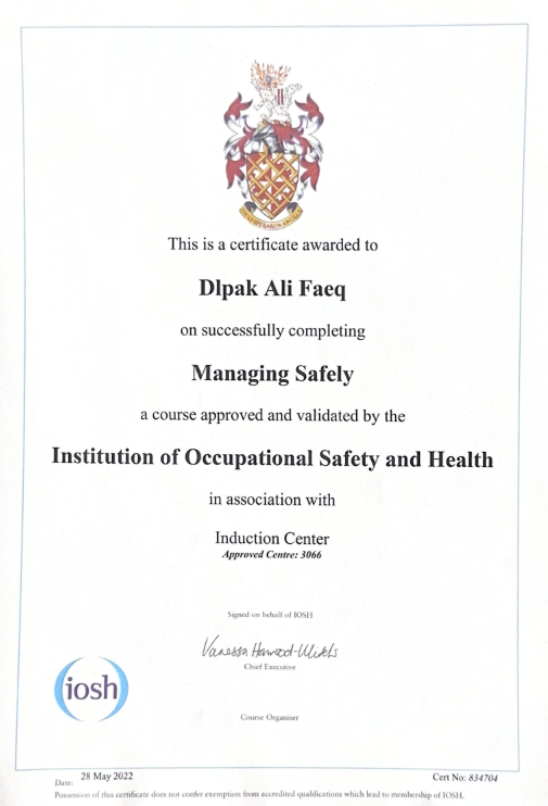 IOSH Certificate